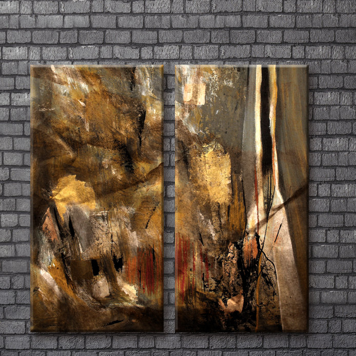 Wrought Studio 'Earth Tone Abstract I' 2 Piece Painting Print on Canvas